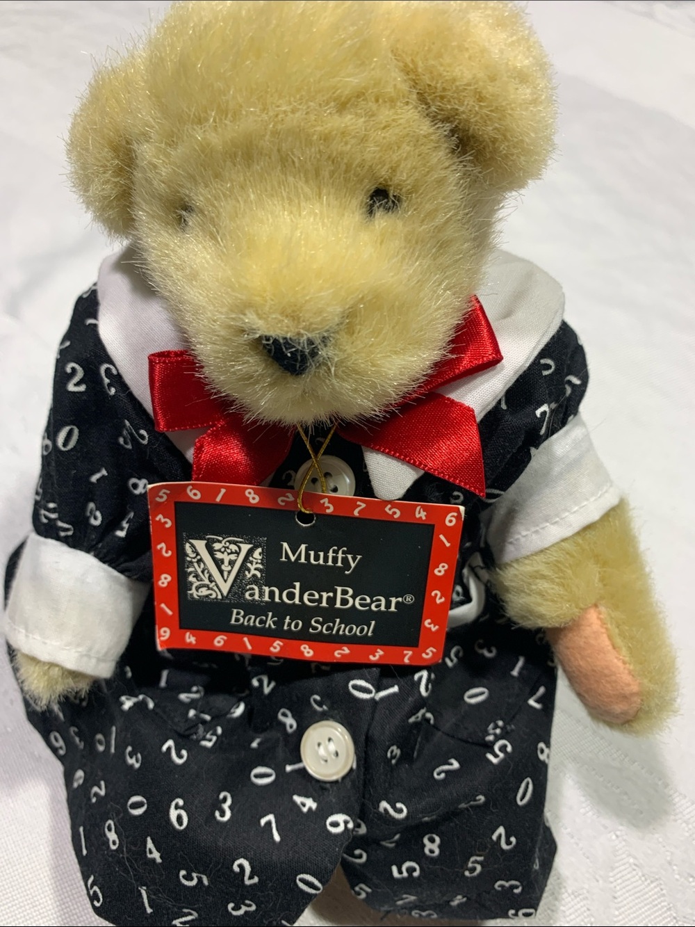 Vintage Muffy VanderBear Back to School Plush Teddy Bear NABCO 1990 Jointed 8"